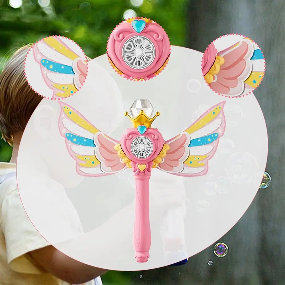 Gift Automatic Electric Bubble Maker Handheld with Wings Bubble Machine Luminous Bubble Blower Toys Outdoor Party