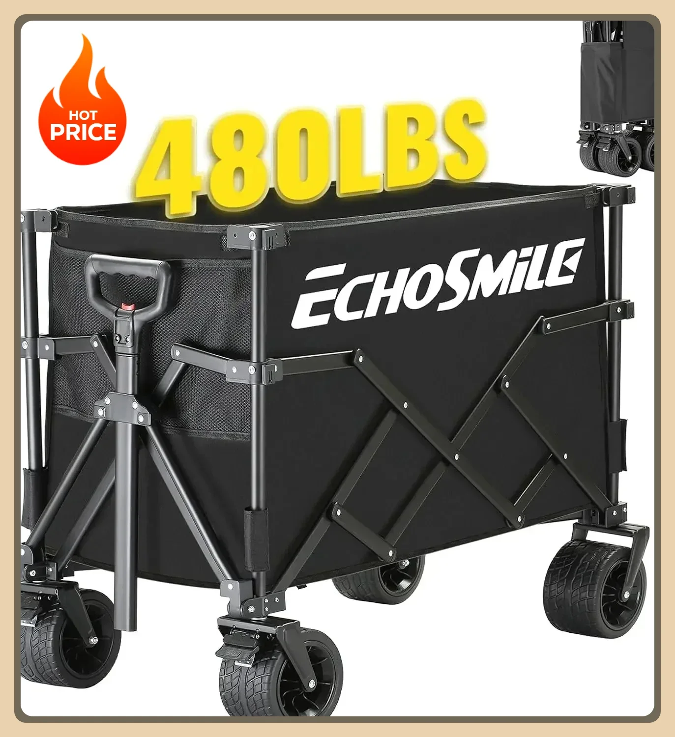 

Складная уличная тележка с большими колесами, пляжная тележка для песка, портативная тележка для кемпинга