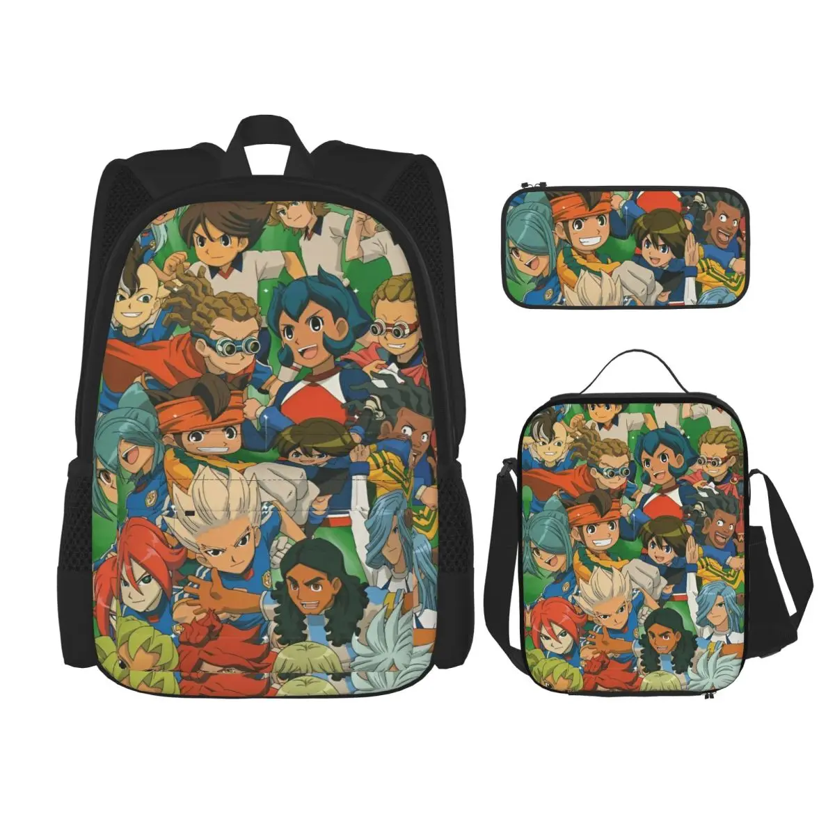 

Рюкзак Inazuma Eleven, 3 шт./компл., для студентов, аниме, манга, видеоигры, холщовые сумки, сумка для обеда, пенал