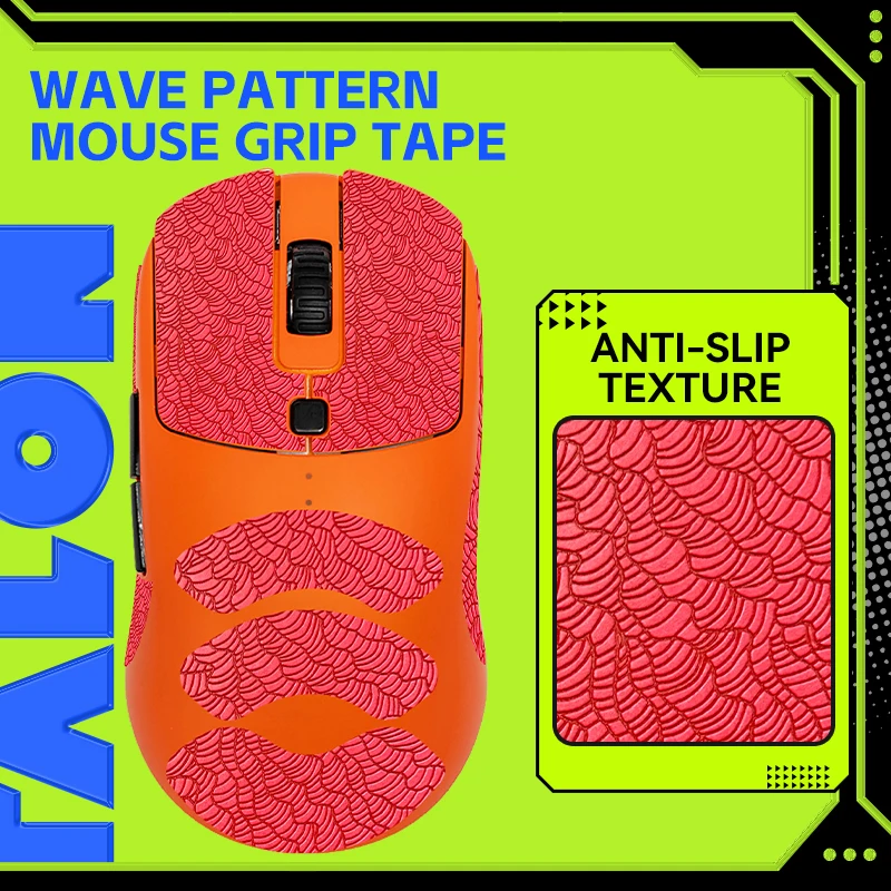 TALONGAMES Mouse Grip Tape For VAXEE XE / XE Wireless Mouse,Palm Sweat Absorption,All Inclusive Wave Patter Anti-Slip Tape(Red)