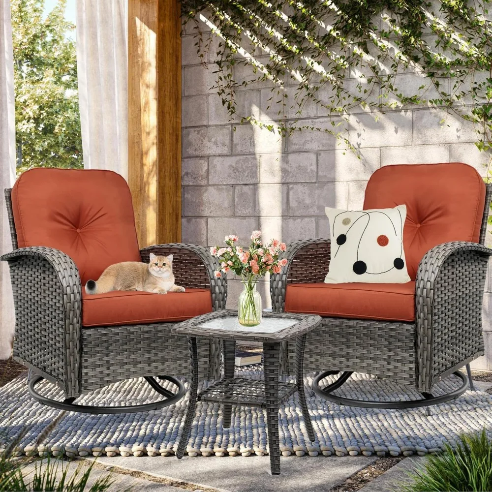 

Outdoor Rotating Joystick Terrace Chair 2-piece Set, 3-piece Set Willow Terrace Tavern Chair