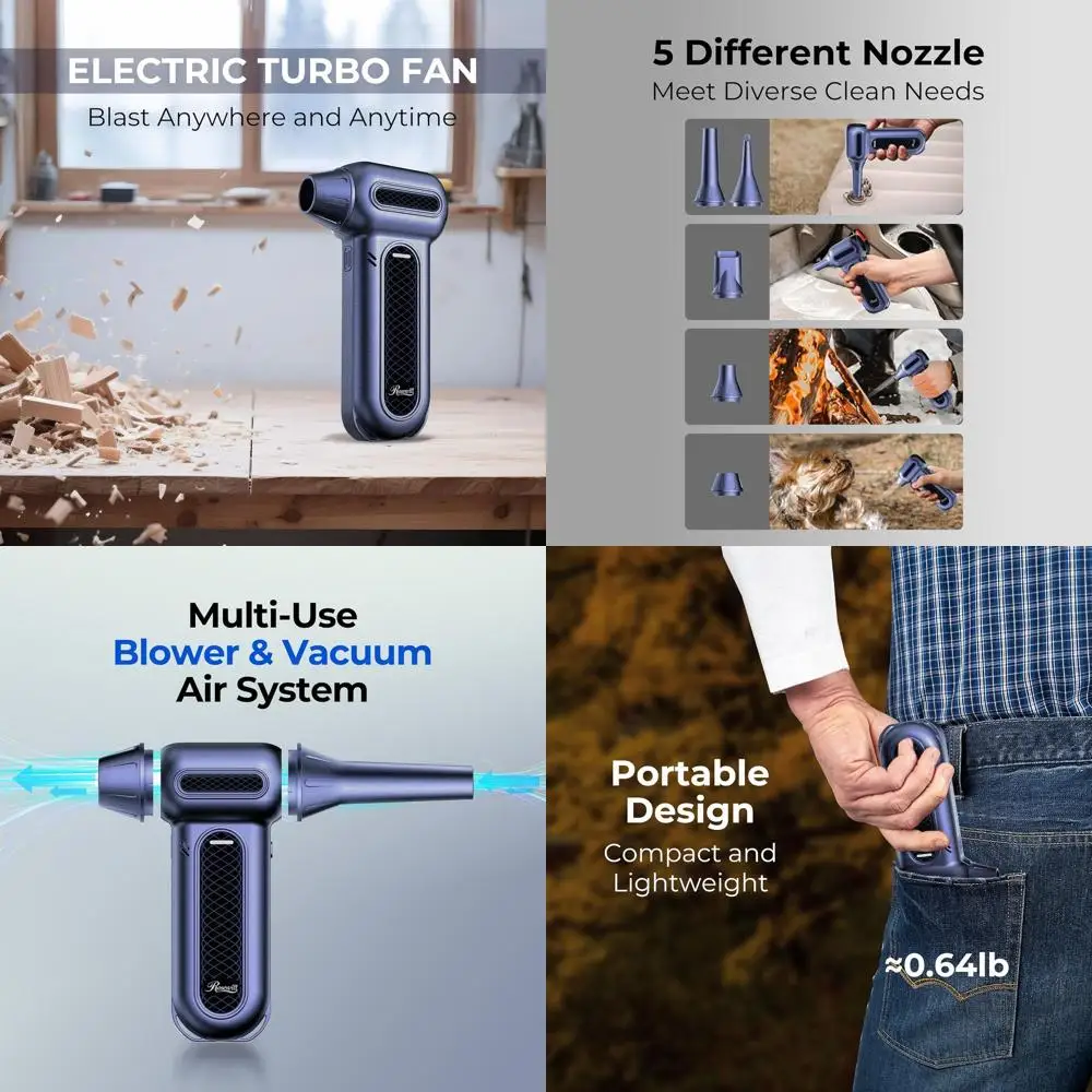 

High-Speed 130,000 RPM Cordless Air Duster with Turbo Boost, 4-Gear Adjustable for Cleaning Electronics, Home, and Vehicles