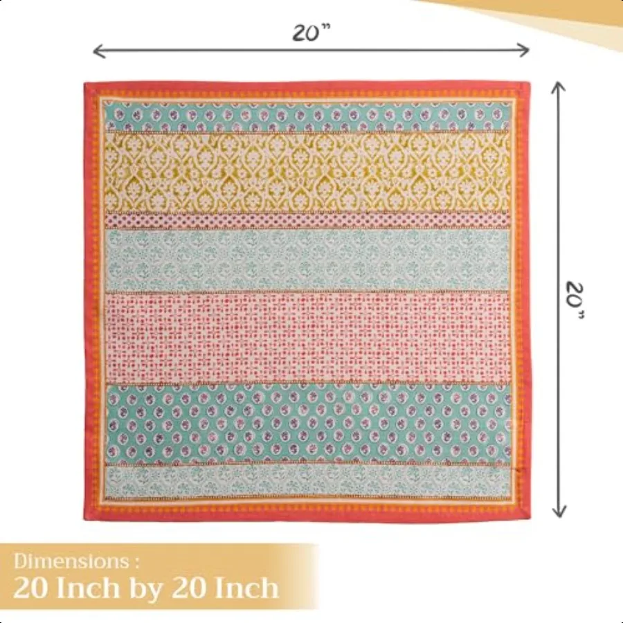 Servilletas de tela Juego de 4 100 algodón Servilletas cuadradas reutilizables para todos los días Tela lavable Cena Fiesta Boda Restaurante Primavera Verano