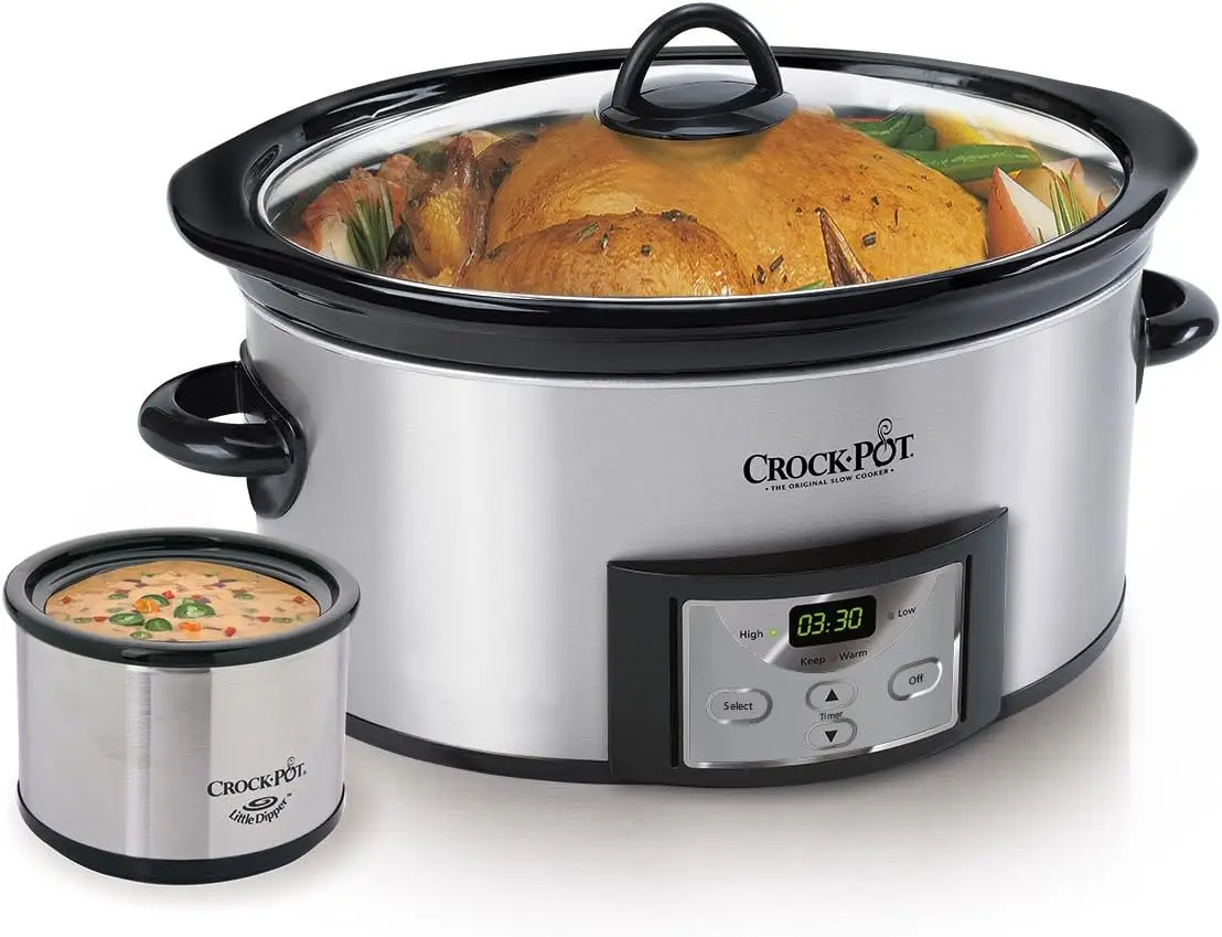 

6-Quart Countdown Programmable Oval Slow Cooker with Dipper, Stainless Steel, SCCPVC605-S