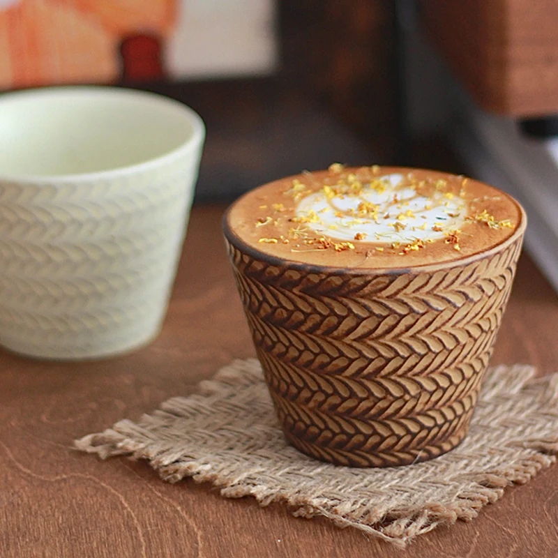 

240ml Japanese Style Retro Coffee Cups 2025 New Round Latte Mug Simple Household Tea Drinking Cup Kiln Glazed Ceramic Mugs