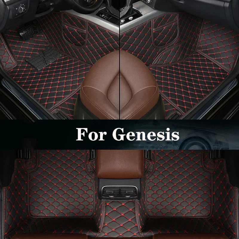 

New Side Storage Bag With Customized Leather Car Floor Mat For Genesis G70 G80 G90 Coupe Auto Parts