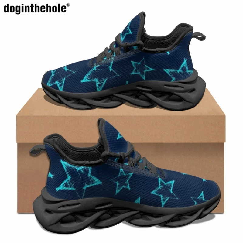

Кроссовки на шнуровке Doginthehole, модная повседневная обувь на плоской подошве, со звездами, Нескользящие, для путешествий, спорта, бега