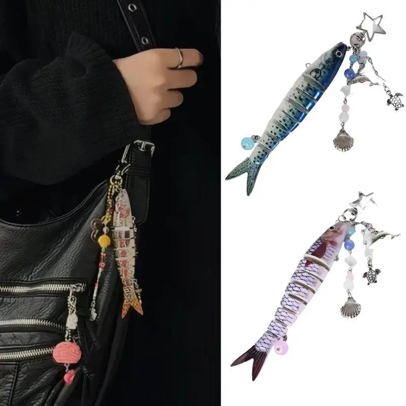 

Cute Fish Keychains Fishing Lover Keyring Fisherman Key Ring Fish Bag Pendant Chains Lovely Jewelry Fans Fisher Gifts