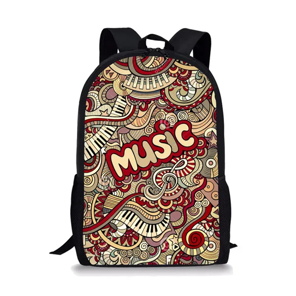 Mochila De estudiante con patrón de música Rock para niñas, paquete de viaje, bolsa de hombro de compras, mochila multifuncional