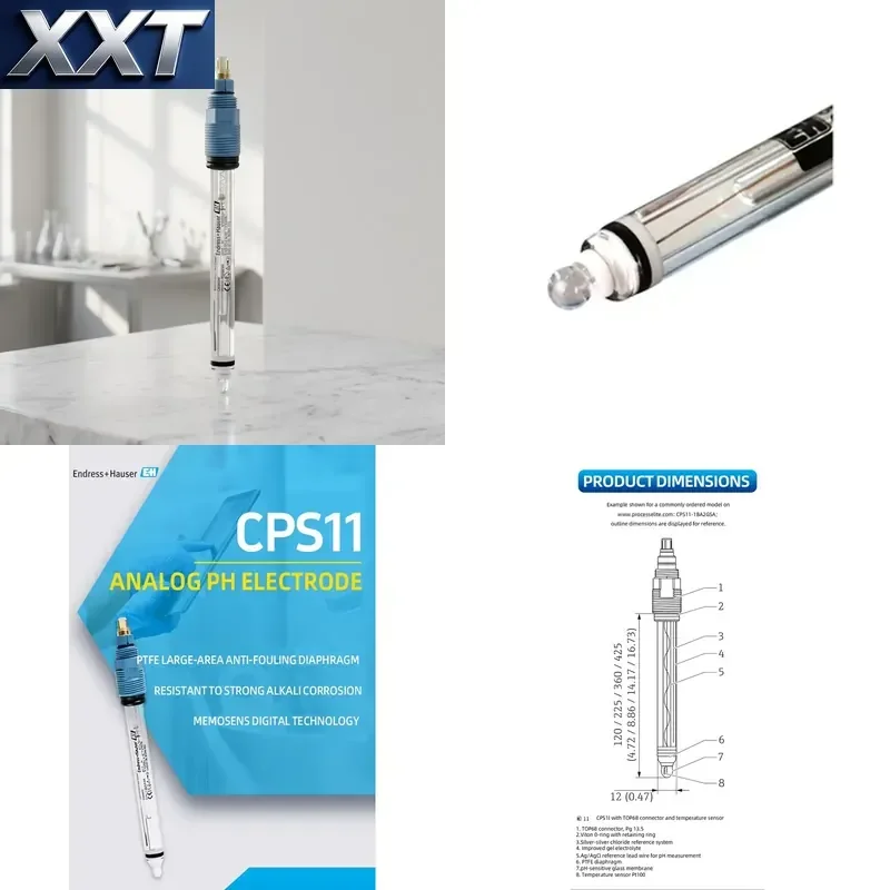 XXT Endress+Hauser High Stability CPS11 CPS11-1BA2GSA pH Combination Electrode Glass PPS Probe OEM Water