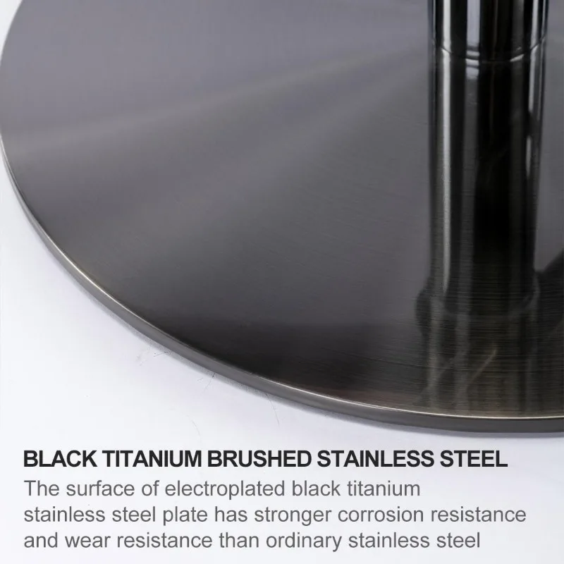 كراسي بار جلدية بار قابلة للتعديل مع مسند ظهر وقاعدة من التيتانيوم الأسود لمطعم جزيرة المطبخ والبار المنزلي