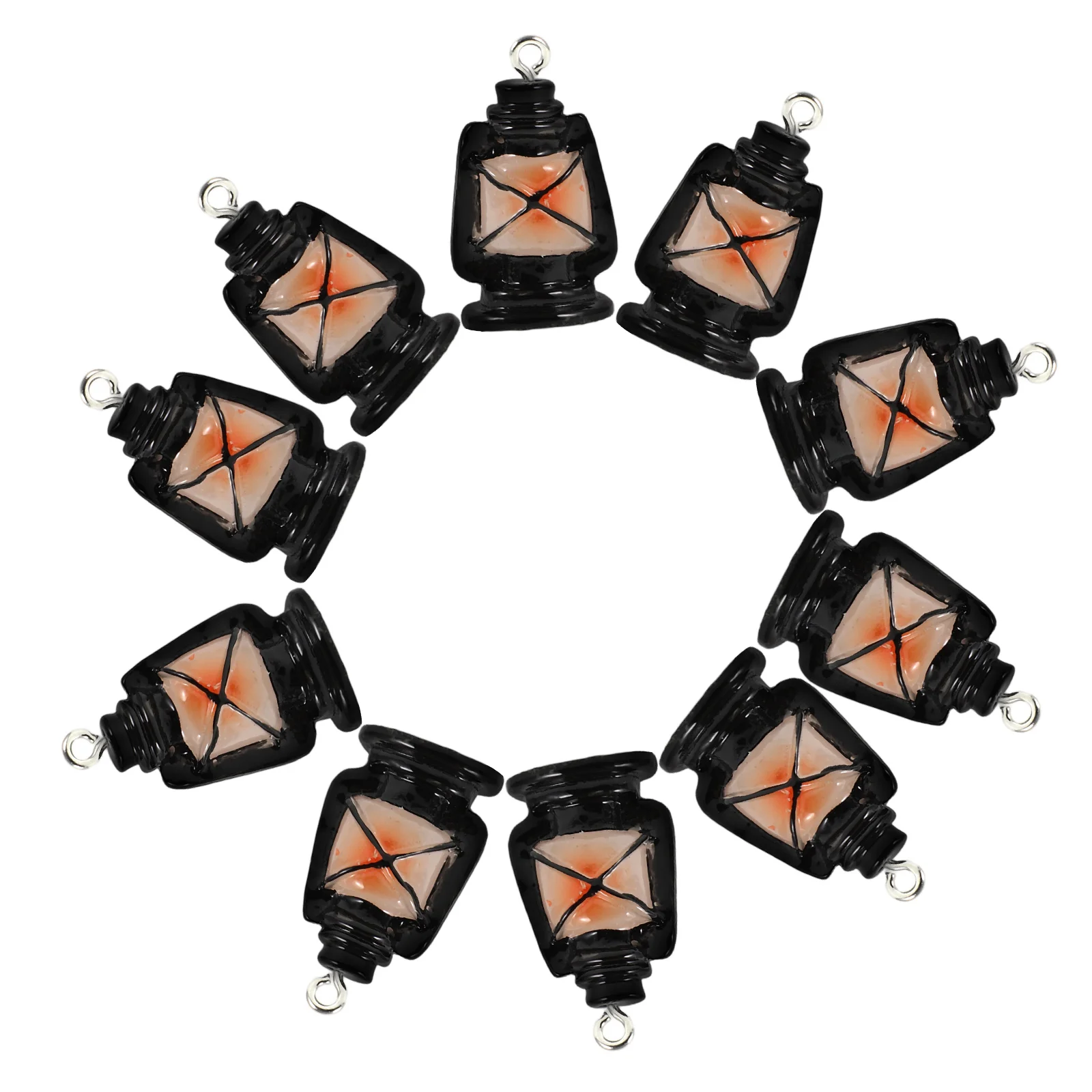 

10 Pcs Mini Oil Lamp Hanging Decoration Vintage Black Pendant Jewelry Charms Diy Resin Accessories Keychains Ornament Crafts