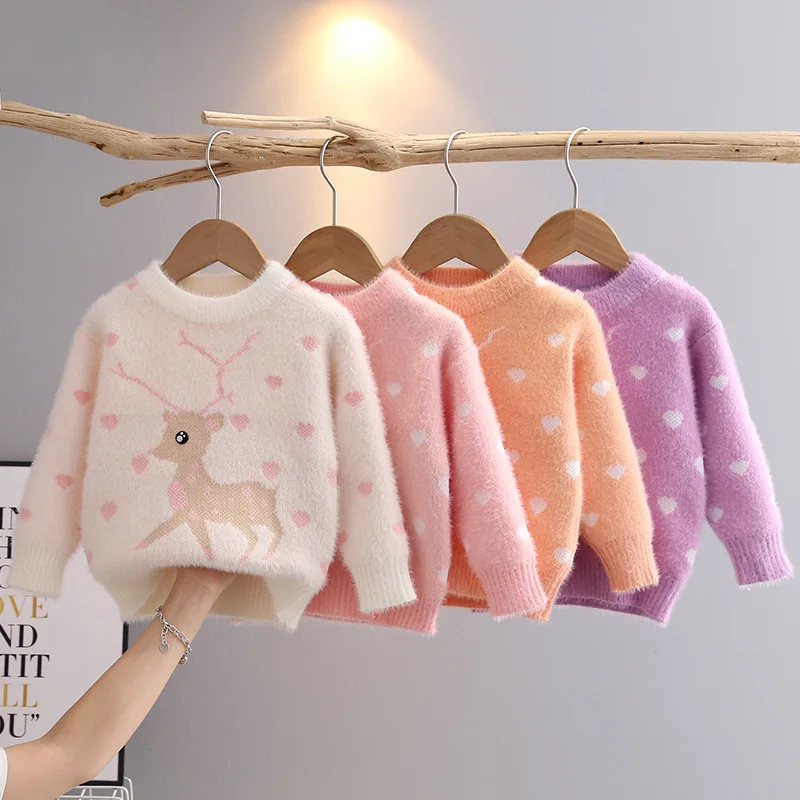 سترة محبوكة للفتيات لخريف وشتاء 2025 بلوزات بأكمام طويلة ورقبة مستديرة بلوفر مريح موضة جديدة ملابس أطفال #1