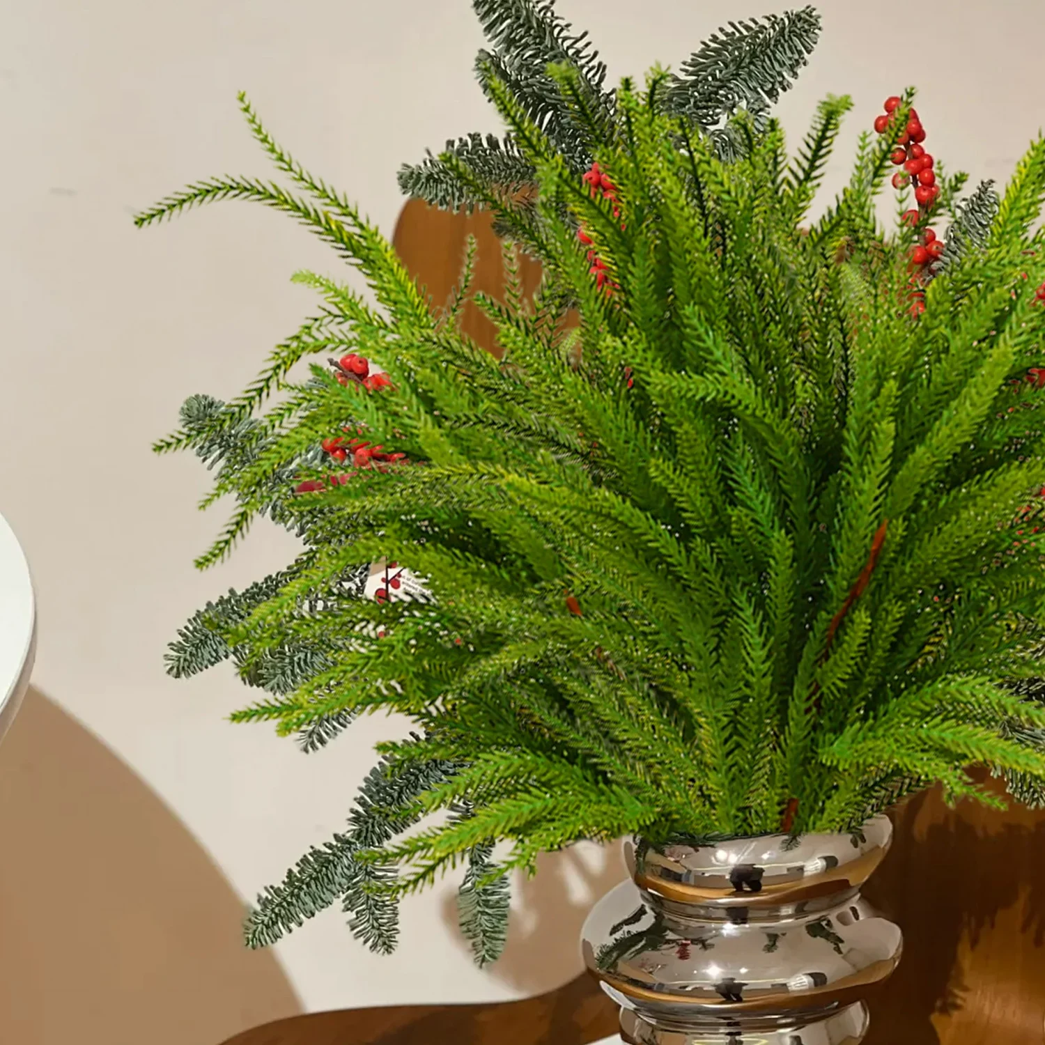 عيد الميلاد نورفولك فروع الصنوبر الاصطناعي الصنوبر إبرة سلاسل DIY بها بنفسك إكليل إكليل النباتات وهمية الخضرة للحزب ديكور الحلي