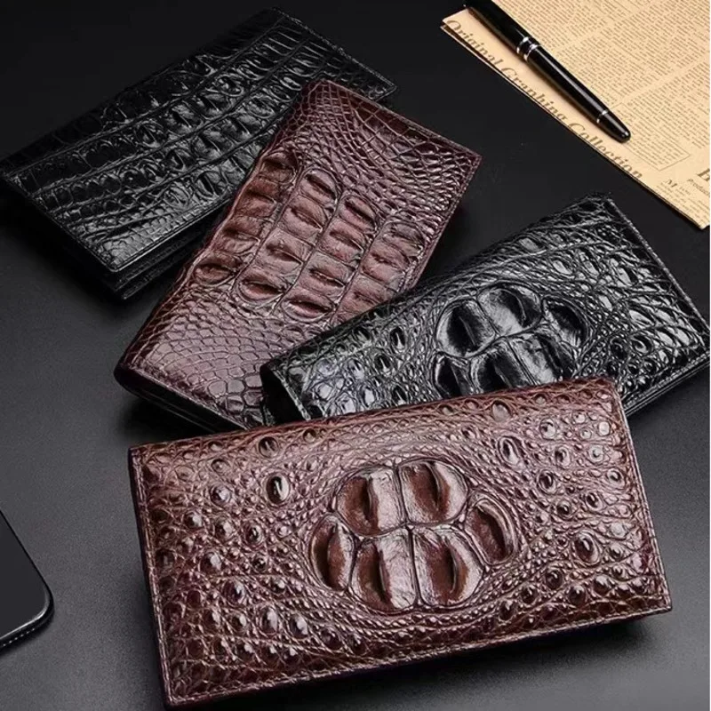 

New Thai Crocodile Mens Suit Clip Casual Fashionable Genuine Leather Long Wallet Female Large Capacity Multiple Card Slots Purse