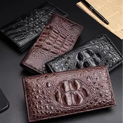 New Thai Crocodile Mens Suit Clip Casual Fashionable Genuine Leather Long Wallet Female Large Capacity Multiple Card Slots Purse