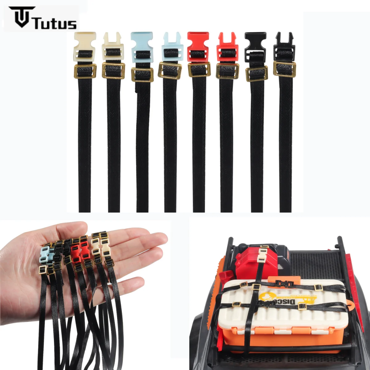 5Pcs 300MM Roof Rack Rope Luggage Cord Straps Buckle Decorative For 1/8 1/10 RC Crawler Car Axial SCX10 TRX4 TRX6 YK4102 RGT