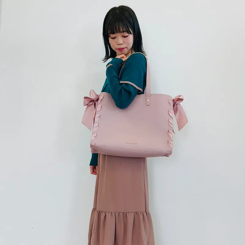 Imagem -02 - Ombro de Grande Capacidade para Mulheres Bolsa de Compras Bolsas de Couro Bolsa de Couro Viajante Rosa Doce Estilo Japonês Moda