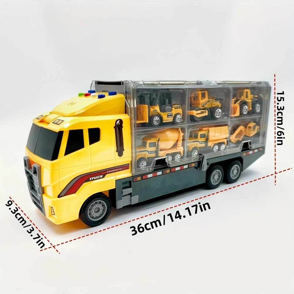 Set di giocattoli per camion da trasporto da costruzione, macchinina da costruzione pressofusa, set di giocattoli per camion in metallo in lega di giocattoli per bambini, regalo di compleanno perfetto