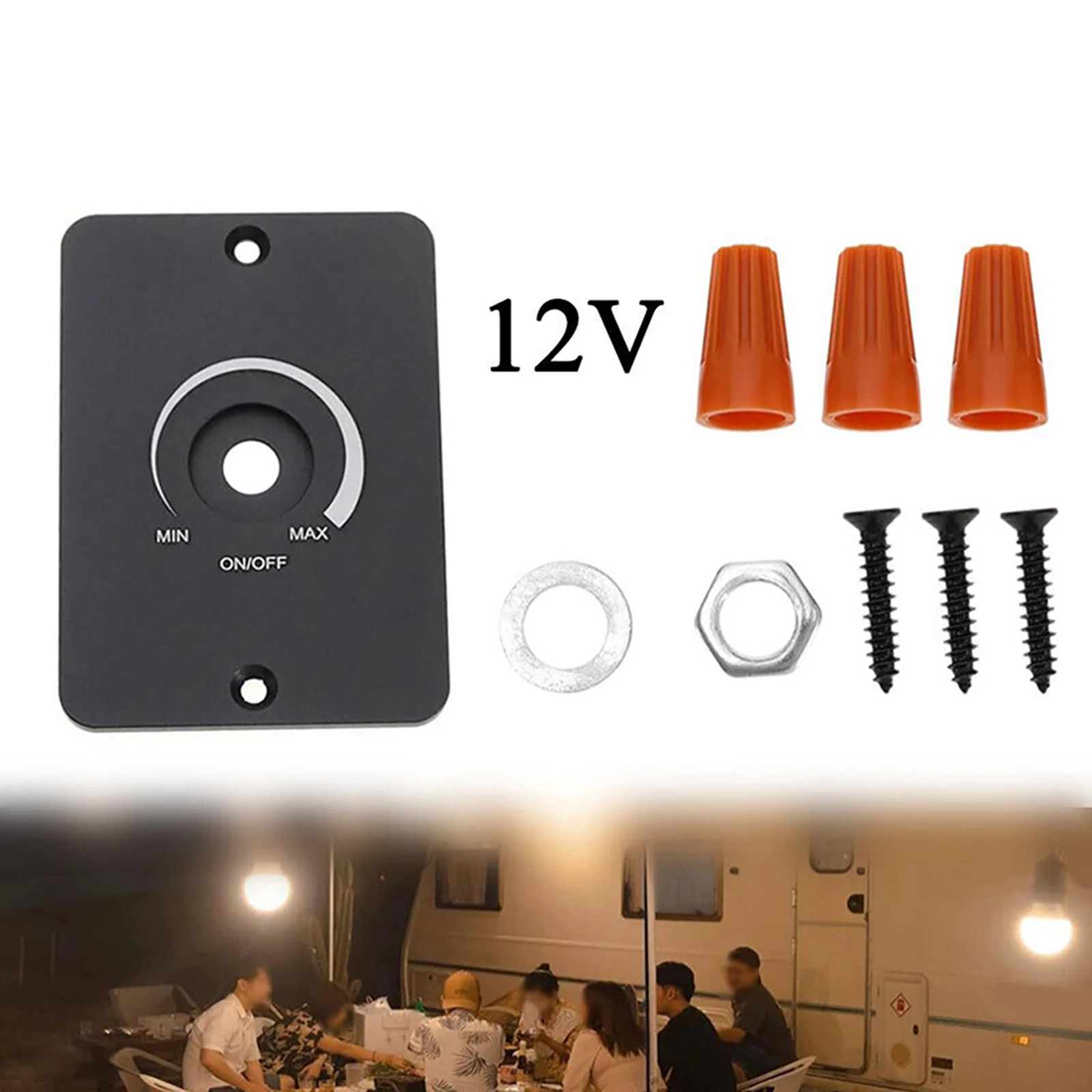 Light Dimmer PWM LED Switch DC 12V With Rotary Knob Adjustable Brightness Controller Dimming Switch & Front Board Kit For RV Car