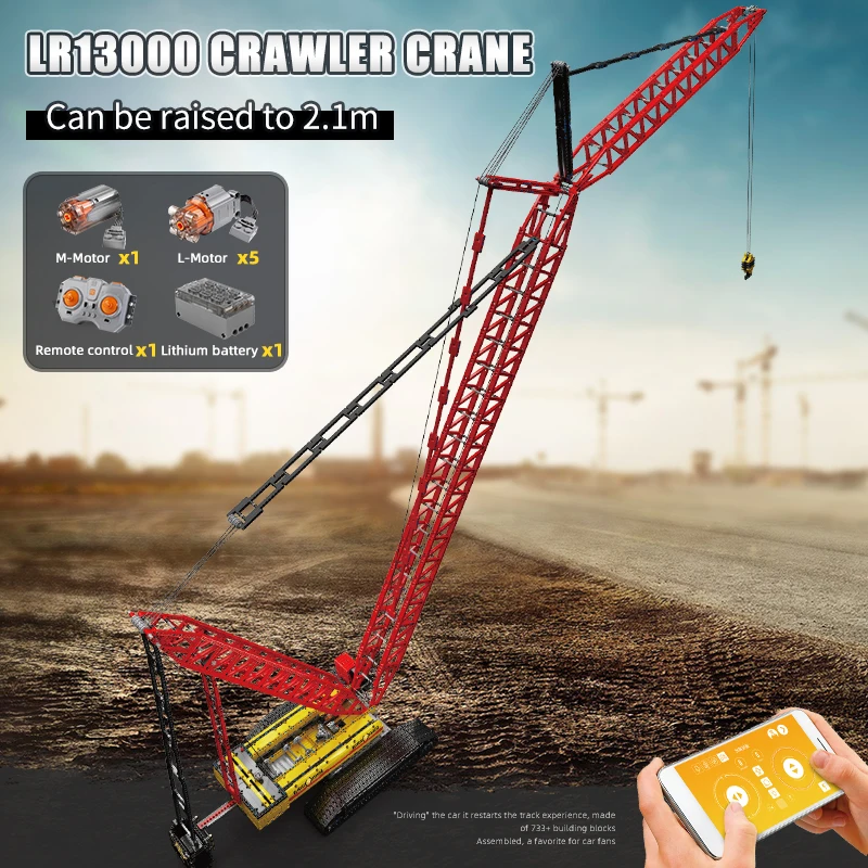 Mold KING 17015 techniczne samochody zabawkowe APP & RC zmotoryzowany żuraw gąsienicowy MOC Liebherr LR13000 ciężarówka klocki klocki prezenty dla dzieci