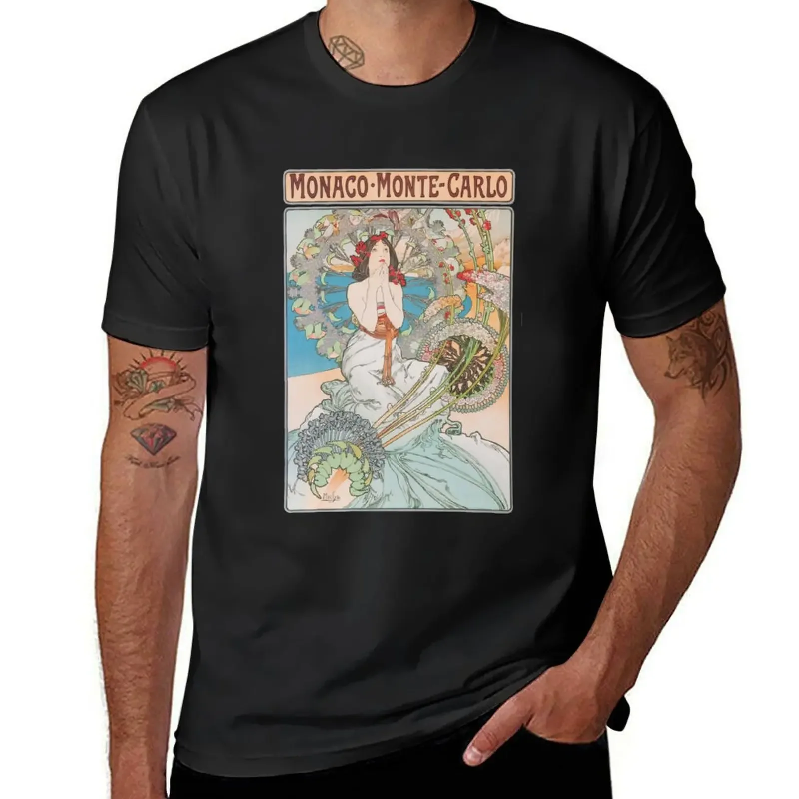 

HD. Monaco Monte Carlo, by Alphonse Mucha (1897) HIGH DEFINITION (Original colors) T-Shirt graphic shirts mens clothes