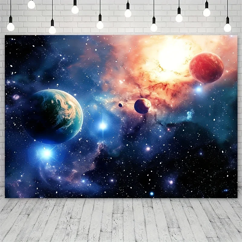 Space party decorated background, bedroom aesthetics Outer space galaxy night Starry sky Starry Universe party photos