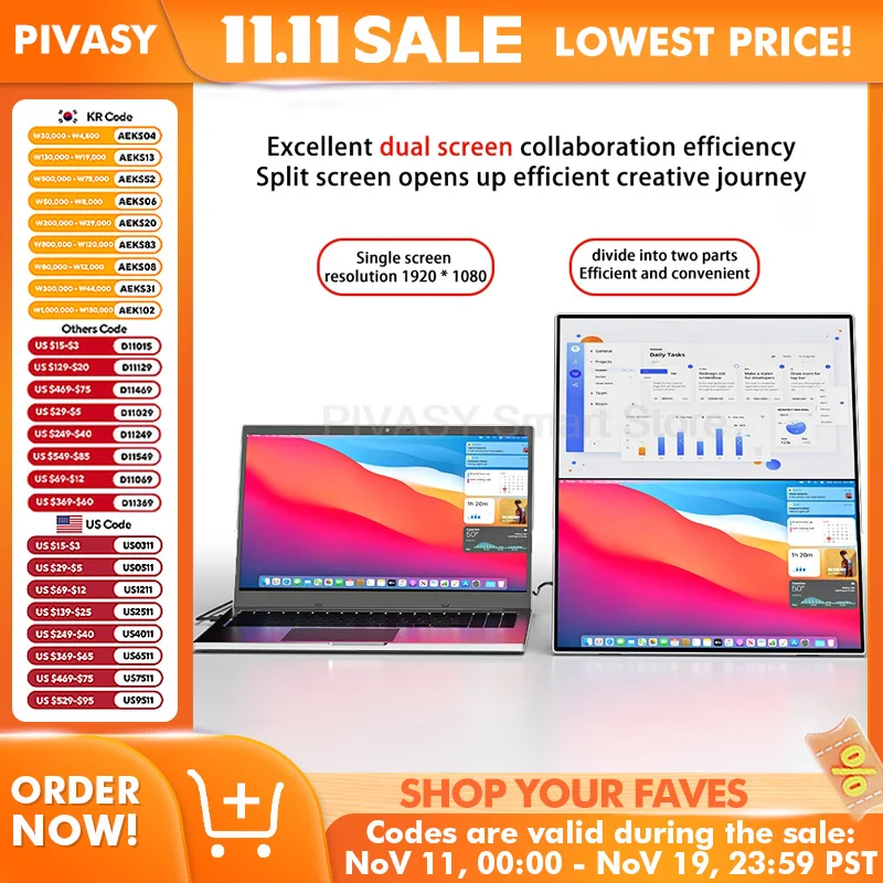 18.1 인치 OLED 매직 큐브 스크린 휴대용 모니터 오피스 게임 호스트 확장 화면 PC 보조 디스플레이 100% SRGB 1ms 응답