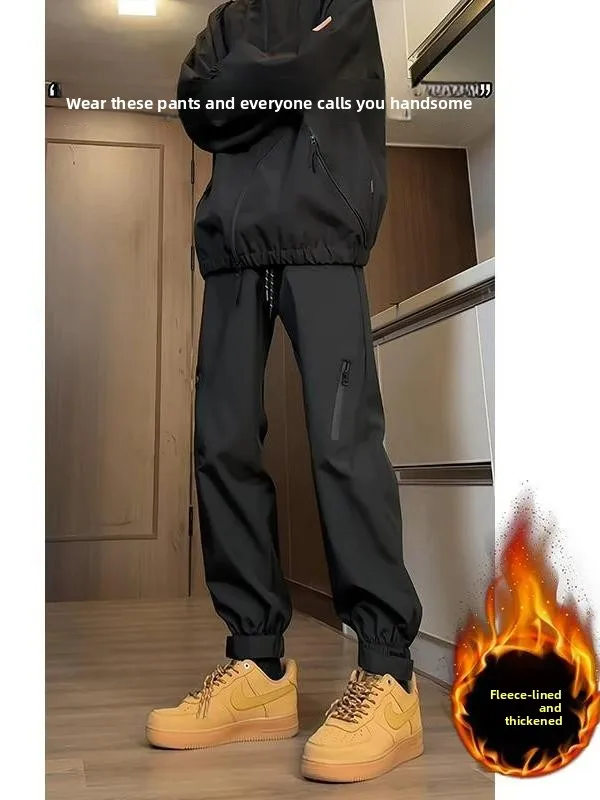 

Мужские водонепроницаемые брюки для походов с флисовой подкладкой, мягкие функциональные штаны для активного отдыха, альпинизма и прогулок, американский функциональный стиль.