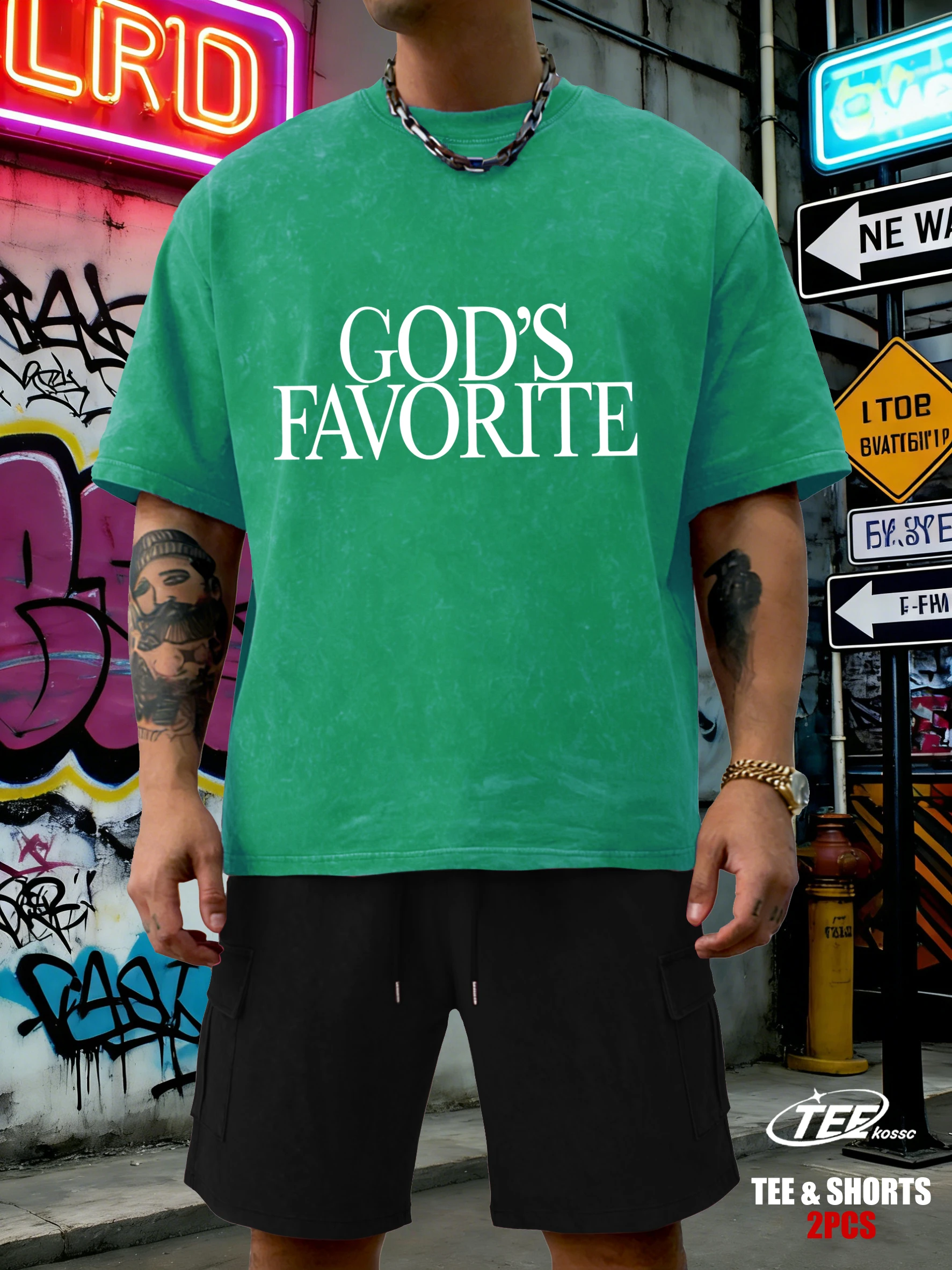 

Мужские футболки God'S Favorite Prints: летний уличный комплект из мягкой хлопковой ткани, свободная повседневная одежда унисекс, шорты с карманами, эффект потертости