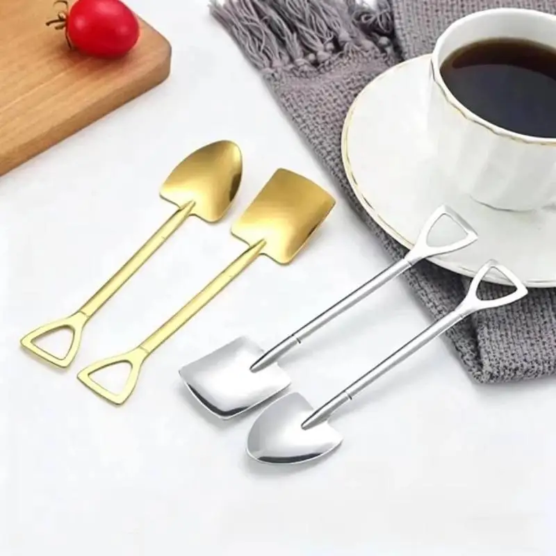 Stainless Steel Shovel Spoons Non-toxic Food Safe Creative Stylish for Ice Cream Yogurt Pudding Home Baking Use