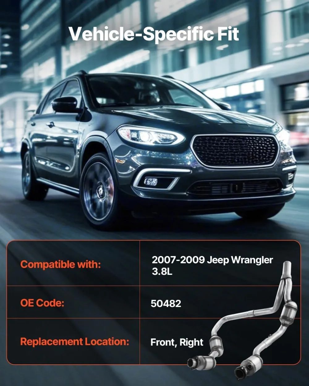 

Каталитический нейтрализатор VEVOR, 2 шт., нержавеющая сталь с высоким расходом, совместимый с Jeep Wrangler 3.8L 2007-2009 гг.