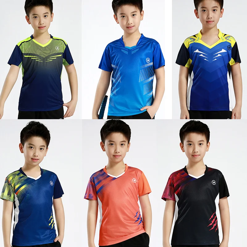 Custom name logos Children Sports t shirt Badminton shirt for kids Boys dry fit Table Tennis shirts boys Girls Running shirts