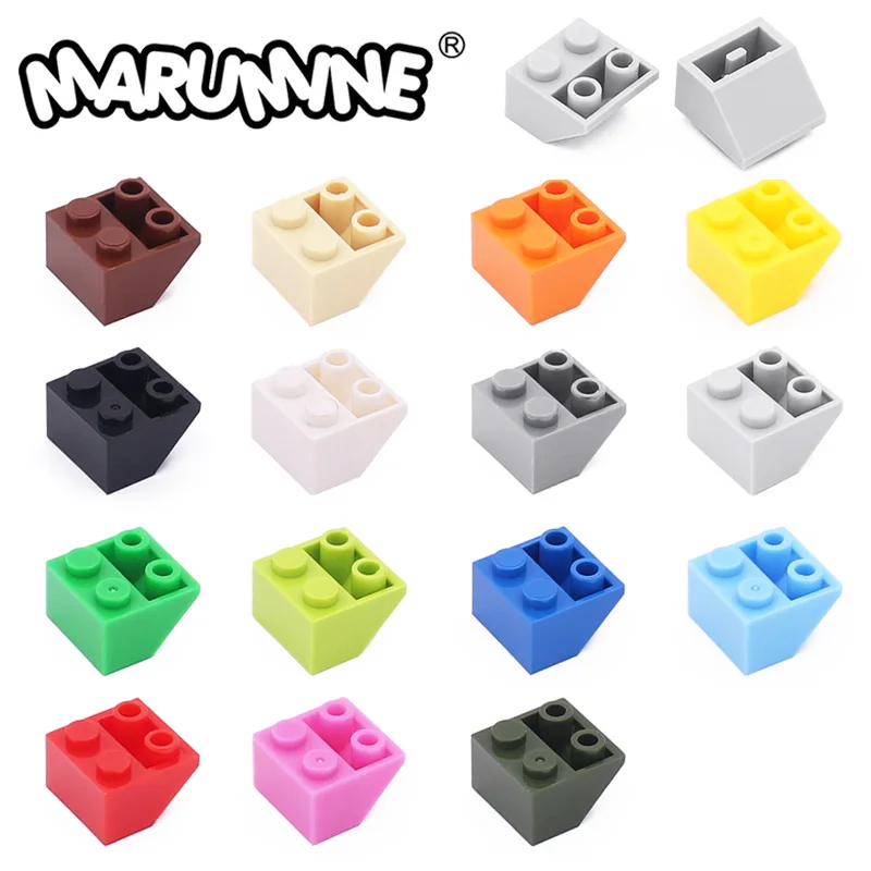 MARUMINE MOC Bricks 100PCS 2x2 45 Inverted Slope Classic Building Blocks Kit Compatible with 3660 City House Roof Accessories