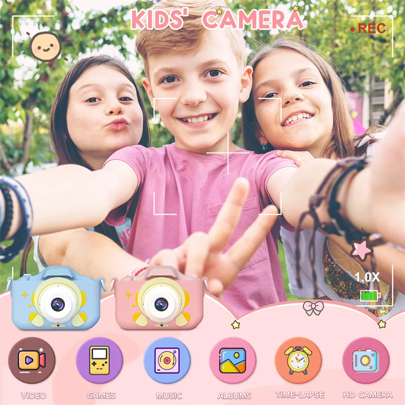 Caméra selfie pour enfants avec écran IPS 1080P, cadeau parfait pour les 3 à 10 ans, anniversaire, Noël, Halloween, appareil photo pour enfants