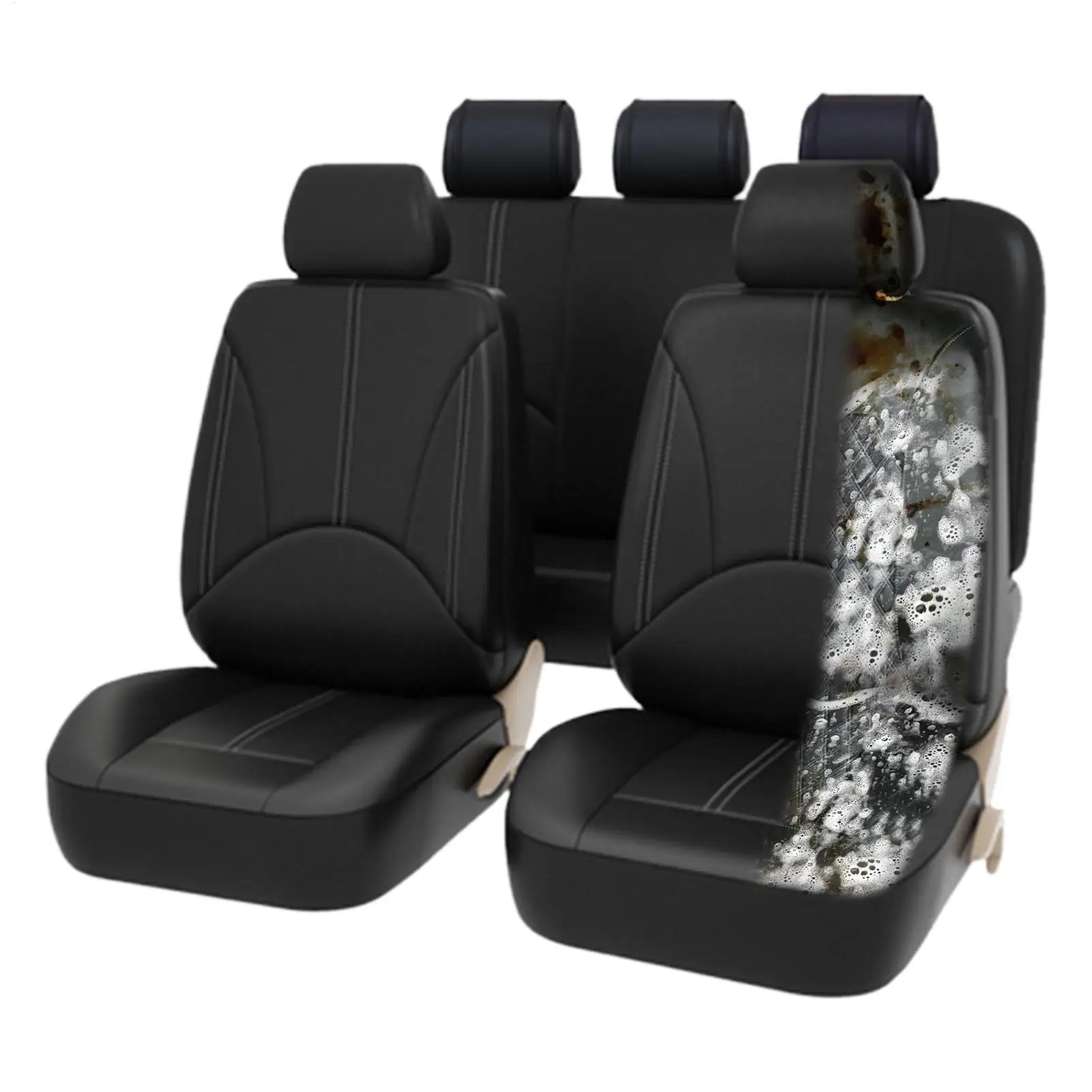 

Car Seat Cover 5 Pieces PU Breathable Cushion Seat Protectors Protector Breathable Vehicle Accessories For Men Women Drivers