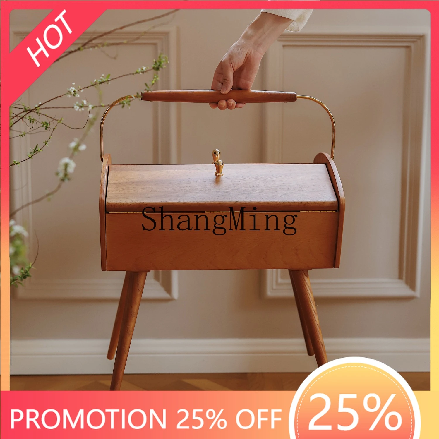 

Ретро-органайзер SM из массива дерева для хранения украшений, портативный, для гостиной, спальни, прикроватный, ручной работы