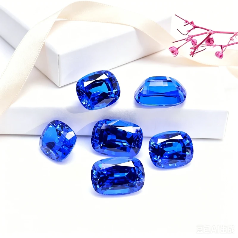 Künstlicher Edelstein Kobaltspinel Rechteckige Kissenform Zertifiziert Hochwertiger Schmuck – Detail 2