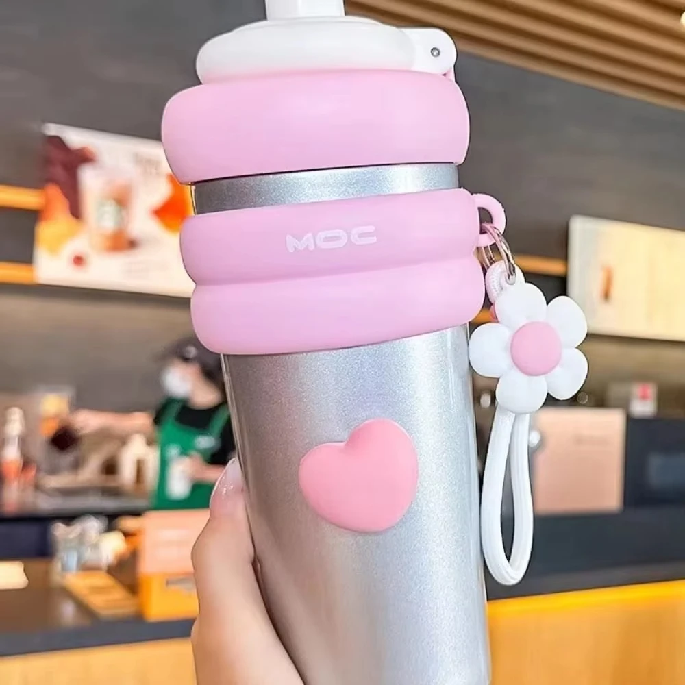 

High appearance, large capacity ice cream cup, car portable straw cup, cute girl thermos cup