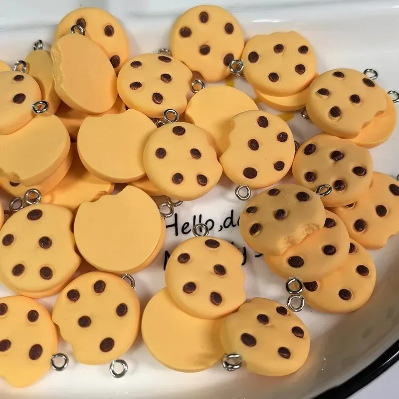 10Pcs Kawaii Simulation Cookie Resin Charms Lovely Snack Biscuit Pendants DIY Supplies for Earrings Necklaces Keychains Jewelry