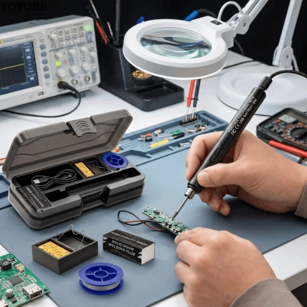 Wireless Electric Soldering Iron Set Adjustable Temperature Fast Heating Cordless Soldering Pen Set USB Rechargeable 5V 8W