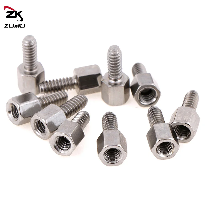10Sets Stud Bolt & Nuts Screw 5+7 mm Header Plate Bracket D-Sub VGA Serial Metal Screw Nut Connector