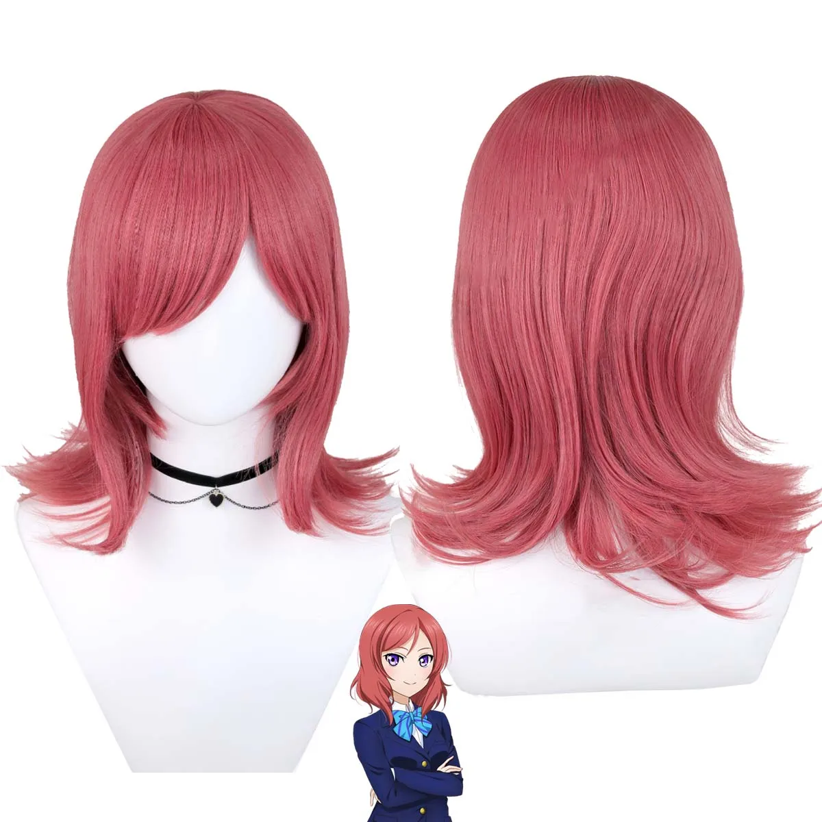 

Люблю жить! Маки Нишикино Косплей Короткий вьющийся термостойкий парик