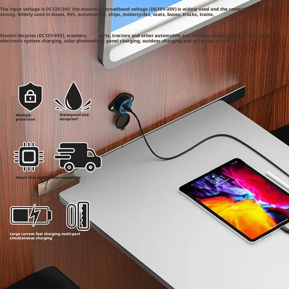 

12 В/24 В USB-розетка для автодома 36 Вт PD3.0 и 30 Вт QC3.0 Автомобильное зарядное устройство Розетка Порт Панель Настенное крепление для автомобиля RV Лодка Грузовик Мотоцикл X4L2