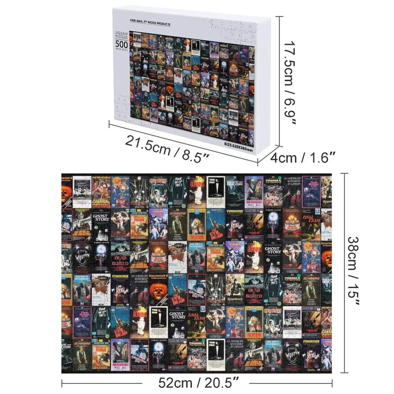 الرعب الرجعية VHS ARTWORK - 1981 بازل قطع أعمال خشبية مخصصة للألغاز الفنية