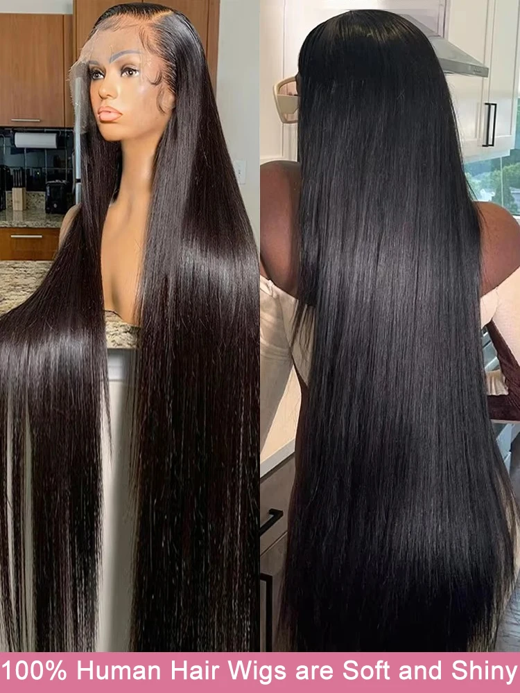 40 Inch Bone Straight 13x6 13x4 HD Lace Frontal Wigs Human Hair 100% Brazilian 360 Full Lace Wig Human Hair Pre Plucked 42 Inch