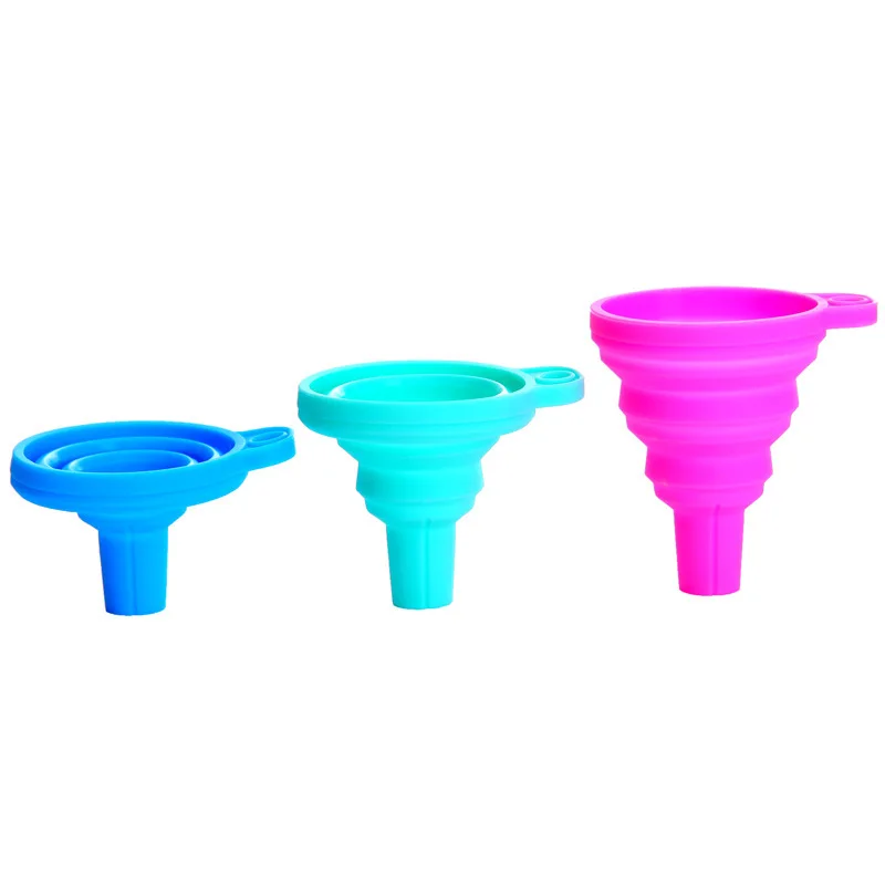 Mini Silicone Folding Funnel Portable Home Kitchen Liquid Dispenser Telescopic Long Neck Funnels Kitchen Supplies Accessories