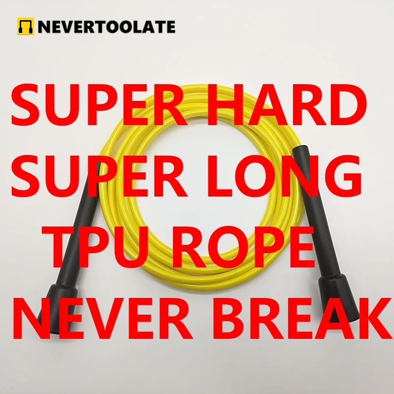 Super hard TPU PU rope 85A 90A 5.6mm super long 3.5 meters/ 3.2m in between handle RA shape anti friction cold speed jump rope