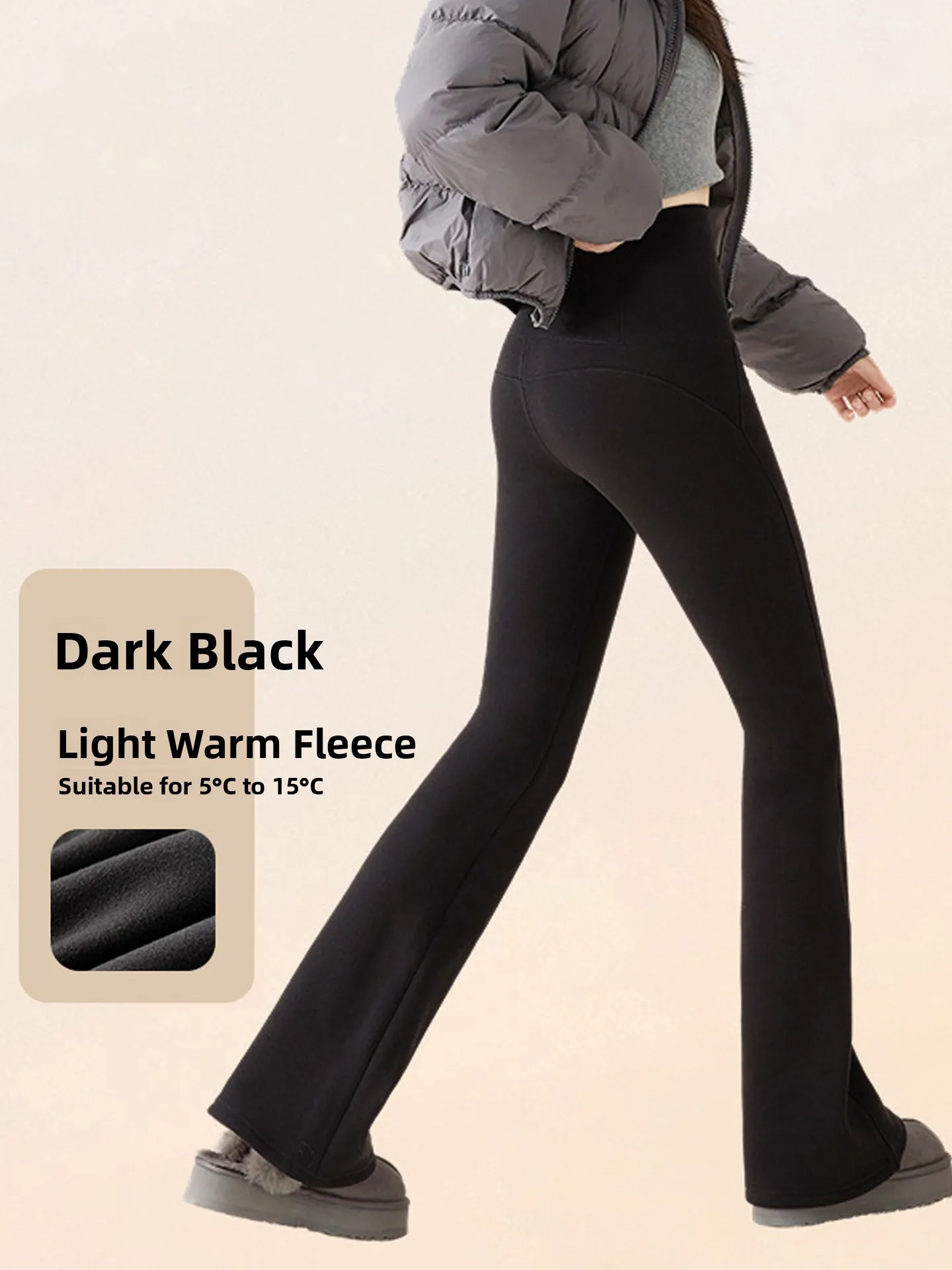 Bla Fce Pantalones de yoga con forro Thi Ropa de abrigo para mujer Otoño Invierno Capa base cálida Arca elástica Bell Bot Cintura alta Lon...