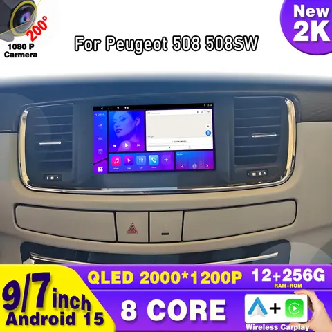 Radio de coche para Peugeot 508 508SW Android 15 Carplay reproductor de vídeo Multimedia unidad principal navegación GPS Autoradio Android Auto 2 Din